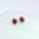 經典花漾耳環.酒紅色紅寶石 I - WILLS JEWELLERY