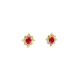 經典花漾耳環.酒紅色紅寶石 II - WILLS JEWELLERY