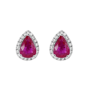 梨形紅寶石鑽石耳環II - WILLS JEWELLERY
