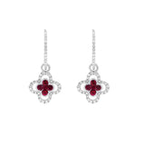 Ixora・紅寶石圍鑽垂吊耳環 - WILLS JEWELLERY