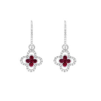 Ixora・紅寶石圍鑽垂吊耳環 - WILLS JEWELLERY