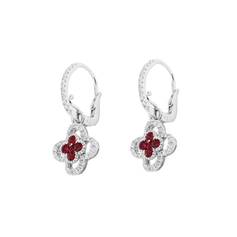 Ixora・紅寶石圍鑽垂吊耳環 - WILLS JEWELLERY