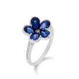 Jasmine・藍寶石鑽石珠邊戒指 - WILLS JEWELLERY