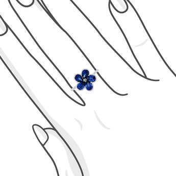 Jasmine・藍寶石鑽石珠邊戒指 - WILLS JEWELLERY