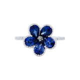 Jasmine・藍寶石鑽石珠邊戒指 - WILLS JEWELLERY