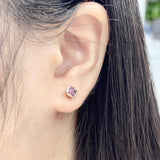 JUST・雷地恩形粉紅尖晶石耳環 - WILLS JEWELLERY