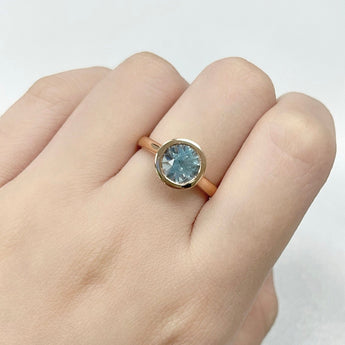 JUST・復古圓形海藍寶石戒指 - WILLS JEWELLERY