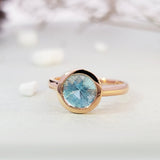 JUST・復古圓形海藍寶石戒指 - WILLS JEWELLERY