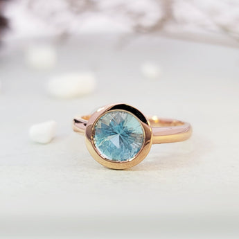 JUST・復古圓形海藍寶石戒指 - WILLS JEWELLERY