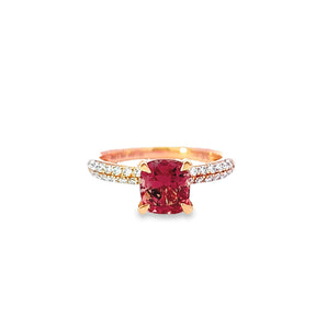 橘紅枕形尖晶石鑽石戒指 ll - WILLS JEWELLERY