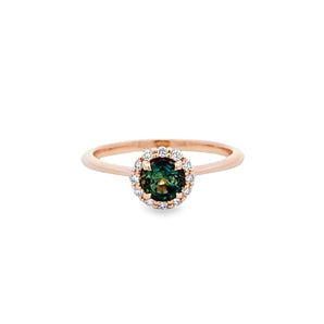 Minimorism・圓形澳洲綠藍寶石圍鑽戒指 - WILLS JEWELLERY