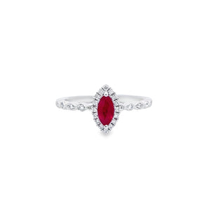 Minimorism・天然馬眼形紅寶石鑽石戒指 - WILLS JEWELLERY