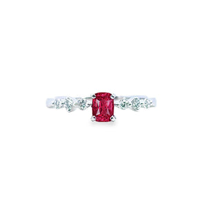 Minimorism・天然枕形紅色尖晶石鑽石戒指 - WILLS JEWELLERY