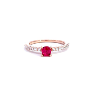 Minimorism・天然枕形絕地紅色尖晶石鑽石戒指 (Jedi Spinel) - WILLS JEWELLERY