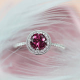 Pink Planet・天然圓形玫瑰石榴石鑽石戒指 - WILLS JEWELLERY