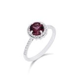 Pink Planet・天然圓形玫瑰石榴石鑽石戒指 - WILLS JEWELLERY