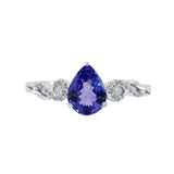 經典三爪梨形紫藍坦桑石與鑽石戒指 - WILLS JEWELLERY