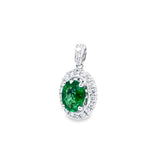 橢圓形沙弗萊珠邊鑽石吊咀 - WILLS JEWELLERY