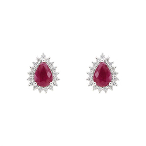 梨形紅寶石戴安娜款鑽石耳環 - WILLS JEWELLERY