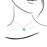 心形天空藍色托帕石鑽石吊墜 - WILLS JEWELLERY