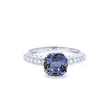 天然枕形金屬灰藍色尖晶石鑽石戒指 - WILLS JEWELLERY