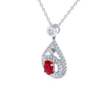 橢圓形紅寶石圍鑽鑽石吊墜 - WILLS JEWELLERY