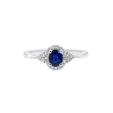 橢圓形藍寶石圍鑽戒指 - WILLS JEWELLERY