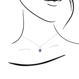復古橢圓形坦桑石圍鑽吊墜 - WILLS JEWELLERY