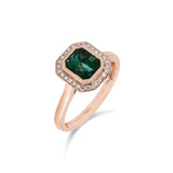 祖母綠切割綠碧璽圍鑽戒指 - WILLS JEWELLERY