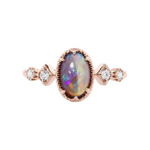 水晶蛋白石古典珠邊戒指 - WILLS JEWELLERY