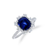 時尚墊形切割藍寶石鑽石戒指 - WILLS JEWELLERY