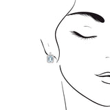 祖母綠形冰藍色海藍寶圍石鑽石耳環 - WILLS JEWELLERY