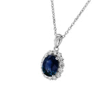橢圓形藍寶石圍鑽吊墜 - WILLS JEWELLERY