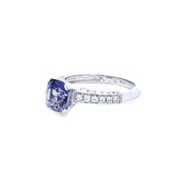 天然枕形金屬灰藍色尖晶石鑽石戒指 - WILLS JEWELLERY