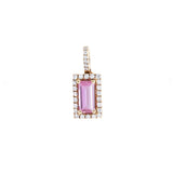 長方形粉紅色藍寶石圍鑽吊墜 - WILLS JEWELLERY