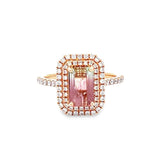 祖母綠切割紅綠雙色碧璽雙行圍鑚戒指 - WILLS JEWELLERY