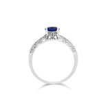天然圓形藍寶石波浪紋鑽石戒指 - WILLS JEWELLERY
