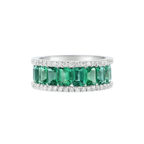 典雅小八角綠寶石鑲鑽戒指 - WILLS JEWELLERY