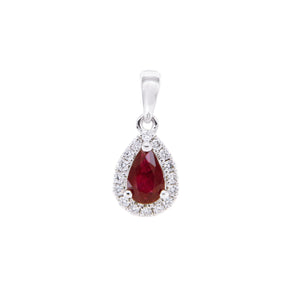 梨形紅寶石鑽石吊墜 - WILLS JEWELLERY