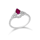 梨形紅寶石圍石鑽石戒指 - WILLS JEWELLERY