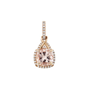 枕形摩根石圍石鑽石吊墜 - WILLS JEWELLERY