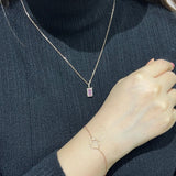 長方形粉紅色藍寶石圍鑽吊墜 - WILLS JEWELLERY