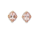 橢圓摩根石圍石菱格鑽石耳環 - WILLS JEWELLERY
