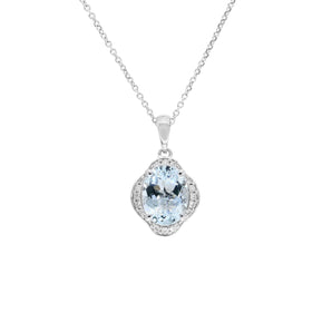 四葉花海藍寶圍鑽吊墜 - WILLS JEWELLERY