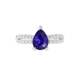 天然無燒梨形紫藍寶石鑽石戒指 - WILLS JEWELLERY