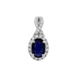 橢圓形藍寶石紐紋圍鑽吊墜 - WILLS JEWELLERY