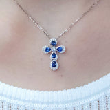 藍寶石十字架鑽石吊墜 - WILLS JEWELLERY