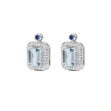 祖母綠形海藍寶圍鑽點藍耳環 - WILLS JEWELLERY