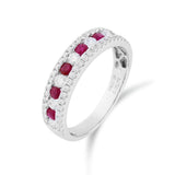 紅寶石鑽石間鑲逼鑲鑽石戒指 - WILLS JEWELLERY