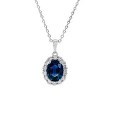 橢圓形藍寶石圍鑽吊墜 - WILLS JEWELLERY